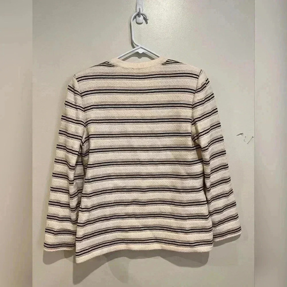 St. John Gold White And Black Metallic Striped Cardigan NEW - Picture 2 of 8